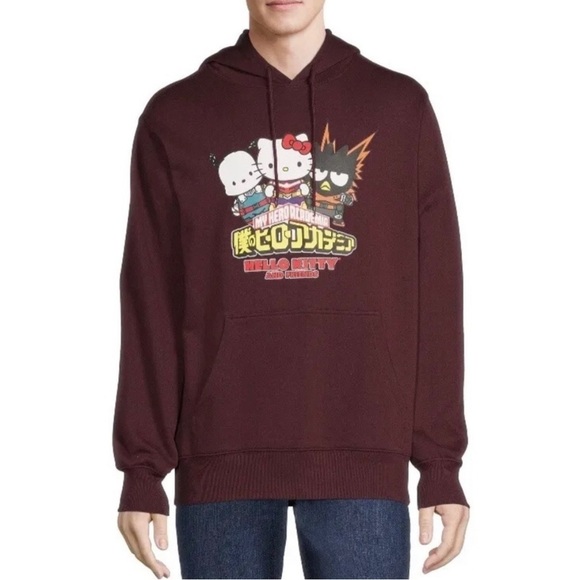 My Hero Academia Hello Kitty and Friends Burgundy Hoodie men’s size L - Picture 1 of 8